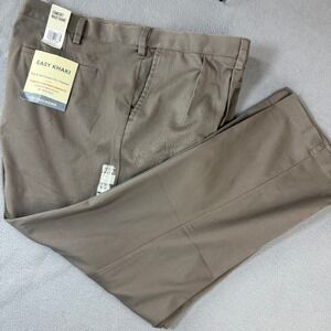 Dockers Easy Khaki Pants Mens 52x32 Big & Tall Classic Fit Pleated Stretch Taupe